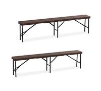 2 Panche da Giardino Aspetto Legno Panchina Pieghevole Plastica Sedute Esterno