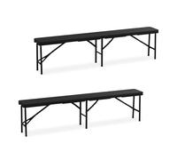 2 Panche da Giardino Aspetto Legno Panchina Pieghevole Plastica Sedute Esterno