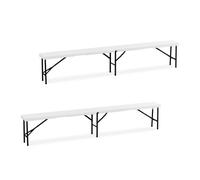2 Panche da Giardino Aspetto Legno Panchina Pieghevole Plastica Sedute Esterno