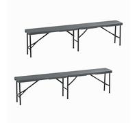 2 Panche da Giardino Aspetto Legno Panchina Pieghevole Plastica Sedute Esterno