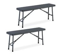 2 Panche da Giardino Aspetto Legno Panchina Pieghevole Plastica Sedute Esterno