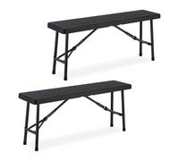 2 Panche da Giardino Aspetto Legno Panchina Pieghevole Plastica Sedute Esterno