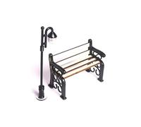 2 panchina da parco in miniatura e lampada da strada, mini panchina per giardino delle fate, panchina per casa delle bambole, accessori per la casa dei giochi, mini mobili per artigianato, set di