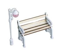 2 panchina da parco in miniatura e lampada da strada, mini panchina per giardino delle fate, panchina per casa delle bambole, accessori per la casa dei giochi, mini mobili per artigianato, set di