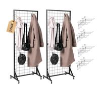 2 pannelli da parete a griglia | Espositore portatile da 5 x 1,5 m per eventi con ruote girevoli | Parete resistente con 16 ganci inclusi | Espositore a pannello a griglia per un facile montaggio