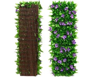 2 Pannelli di Edera Artificiale Espandibile, Siepe Finta Artificiale Ornamentale Frangivistas Frangivento per la privacy, per balcone, patio, esterni, siepi artificiali, 40x200cm - Espansa