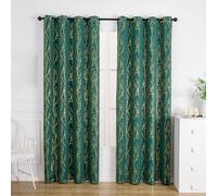 2 pannelli di tende oscuranti verdi, isolamento termico, oscuranti, riduzione del rumore, blocco della luce, tendaggi per finestre per camera da letto, larghezza 132 x lunghezza 274 cm