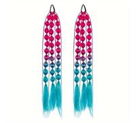 2 parrucche a coda di cavallo con bolle di lanterna, da donna, treccia lunga, per foto di street style piccanti (blu rosa)