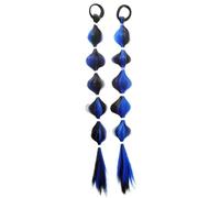2 parrucche a coda di cavallo per bambini, con impasto fritto con bolle, accessorio divertente ed elegante per bambini (nero blu)