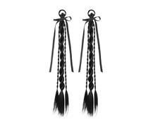 2 parrucche a doppia coda di cavallo, da donna, alla moda, intrecciate, accessorio per capelli (nero)