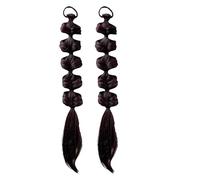 2 parrucche lunghe intrecciate per ragazze, a tre fili, coda di cavallo alta, perfetta per boxe e danza (marrone scuro)