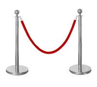 2 Parti Queue Barriera Posti Barriera di Controllo Posti Stand Sicurezza Corda Cinture Rosso Argento V2Aox