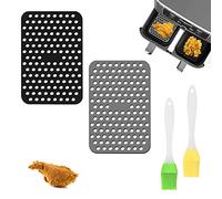 2 pastiglie per friggitrice ad aria in silicone, antiaderenti per friggitrice, accessori riutilizzabili per friggitrice ad aria, con 2 spazzole in silicone per friggitrici ad aria e cottura da cucina