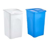 2 pattumiere bidoni 50L con Coperchio per Raccolta Differenziata Blu e bianco Cestino Multiuso panni bucato Made in Italy per casa ufficio locali commerciali