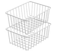 2 pc bidoni dell'organizzatore del congelatore, 11x8.5x4.7 Organizzatore del congelatore per in filo in acciaio inossidabile, cestini rettangolo impilabile per verticale, casa, uffic.