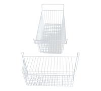 2 Pc Bidoni 'organizzatore del Congelatore, Filo in Acciaio Robusto Grande capacità con Facili Manici per (L56,5 cm x W25.2cm x H24CM (manico a 7 cm))