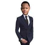 2 PC Completi Doppiopetto per Ragazzi per Matrimonio Blazer Pantaloni a Vestibilità Aderente Completi Formali per Ragazzi, Marina Militare, 16 anni