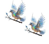 2 Pc Crystal Ornamento Artistico Macchiato Di Uccell-o Del Cielo, Uccelli Di Vetr-o Macchiato Per Finestra, Decorazione Acrilica Radiante Di Vetrob Colibrì, Uccelli 2D Su Un Ramo, Acchiappasole