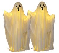 2 PC Halloween Decorazioni per esterni Scarino Strai in piedi Halloween Ghost con luci a spago a LED ADUDABILE ALTINO BATTERE DECORAZIONI SPOCHI SPOCHI