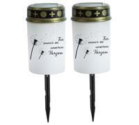 2 pc luci tomba solari, luci solari impermeabili da 5, 6x2, 8 pollici per il cimitero, lanterne commemorative senza fiamma con punta a terra