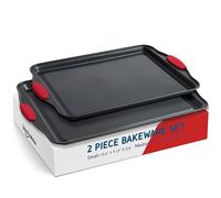 2 PC Tappetino Pasticceria Pan Set,Joytable Antiaderente Acciaio Piccolo & Medio