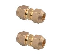 2 Pcs 1/4" Air-Conditioning Copper Pipe Butt Joint Extension Copper Pipe Joint Copper Pipe Quick Joint Middle Flared Joint,2 pcs