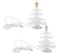 2 Pcs 10cm Albero Di Natale Usb Lampada Laterale Christmas Tree Night Light