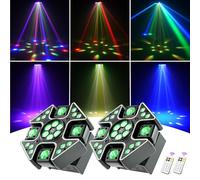 2 PCS 150W Mini LED RGBW Moving Head Luce da Palcoscenico,4-in-1 4 Bracci Testa Mobile con Telecomando,Wash Beam Luci Discoteca per DJ Bar Club Palco Feste Concerti Matrimoni Natale