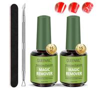 2 PCS 15ml Remover Semipermanente con lima per unghie e Spingi Cuticle, Gel Remover Solvent Per Smalto in 3-5 Minute, Non fa Male alle Unghie,Rimuove Facilmente e Rapidamente