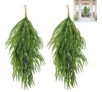 2 Pcs 26" Artificial Christmas Teardrop Swag - Norfolk Pine Faux Pine Needle Wreaths, Greenery Door Swag for Xmas Door, Table, Mantle & Fireplace Decor (2pcs)