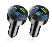 2 PCS 4 Porte Caricabatteria Auto USB C 60W Super PD Caricabatterie Veloce con