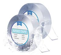 2 Pcs 5M Nano Nastro Biadesivo Extra Forte Trasparente, Riutilizzabile Non Lascia Tracce Multifunzione Nastro Adesivo per Lncollare Foto e Poster,Fissare Tappeti