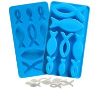 2 Pcs 8 Scomparti Stampo In Silicone Pesce,Pesce In Resina Epossidica,Stampo In Silicone 3D Pesce,Stampo Multifunzionale Per Pesci In Silicone,Per Cioccolato,Cubetti Di Ghiaccio