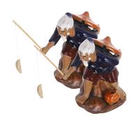2 PCS Accessori Da Giardino Sabbia Statuina Del Pescatore Zen Mini Statuetta
