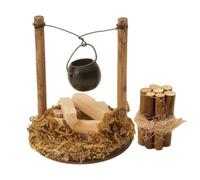 2 Pcs Accessori Per Porta Degli Elfo Natale Luminoso,Presepe Natalizio Miniature Boiler Legna Da Ardere,Presepe Moderno Miniature Falò Con Fiamma Della Città,Pacchi Regalo Natale Accessori Presepe