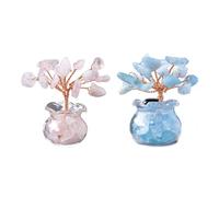 2 PCS Albero Cristallo Mini, Albero Quarzo Rosa Blu, Albero Agata Rosa, per il Soggiorno, la Camera da Letto e L'ufficio.