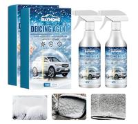 2 pcs Anti-Snow Spray, Spray per Sciogliere il Ghiaccio, Antighiaccio Ad Azione Rapida Scioglie, Anti-Snow Spray with Cloth and Scraper, For Car Windshield Windows Wipers And Mirrors(60ml/pcs)
