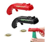 2 PCS Apribottiglie, Regalo Uomo Compleanno, a forma di pistola giocattolo con lanciatappi, ideale per aprire bottiglie di birra, per bar e feste, lancia i tappi oltre 5 metri