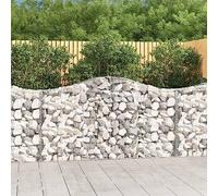 2 Pcs Arc Gabion Baskets 200x30x100/120 cm Galvanized Steel Wire Mesh for Garden Decoration, Windbreak & Noise Reduction, Heavy Duty Rock Wall Fence with Reinforced Hooks