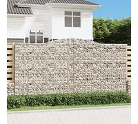 2 Pcs Arc Gabion Baskets 400x50x200/220 cm Galvanized Steel Garden Barrier Windproof Decorative Stone Cage for Patio Yard Outdoor Landscaping