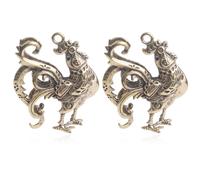 2 Pcs Artigianato Di Galli in Ottone Ciondoli Decorazioni Per La Casa