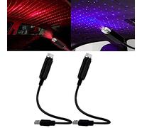 2 Pcs Atmosfera USB Light，Luce d'atmosfera a LED per Auto Tetto Cielo Stellato Luce Romantica Proiettore USB Star Light Luce Lampada Notturna a Stella per Tetto Auto(Viola Blue E Rosso)