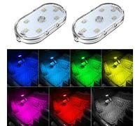 2 PCS Auto Led luci interne,7 colori illuminazione ambiente auto,USB ricaricabile auto luce di lettura interna,auto luce di controllo del suono,musica Sync colore cambiare luci portatili led per auto