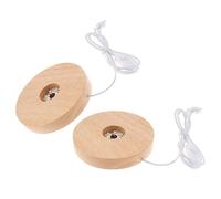 2 Pcs Base Espositiva Luminosa LED Legno Per Lampada Piramide Di Cristallo