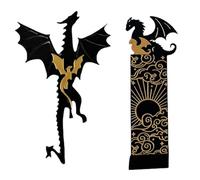 2 Pcs Black Gold Cool Dragon Bookmark,Segnalibro Con Drago,Acrilico Cool Dragon Bookmark,Segnalibro 3D Animale,Segnalibro Drago Gotico Vintage,Regali Per Ragazzi e Ragazze