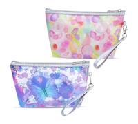 2 Pcs Borsa Mare Donna, Pochette Spiaggia Donna, Beach Pouch con Cerniera e Laccetto Laterale, Porta Costume e Accessori Mare, Trousse da Spiaggia Ideale per Ragazze, Donne