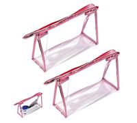 2 PCS Borse da Valigia Trasparente, Rosa, 24×16.5cm, Sacchetti da Toilette Trasparenti per Bagaglio a Mano in Aereo, Organizza i Tuoi Articoli da Toeletta con Stile e Sicurezza durante i Viaggi