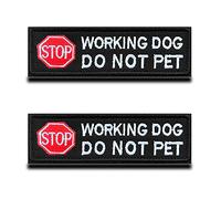 2 Pcs Cane Da Lavoro, Non Accarezzare Avvertimento di Stop Gilet/Imbracature Patch Gancio e Loop Ricamato Cane Emblema per Cane da Lavoro Cane da Servizio Cane da Guida