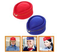 2 Pcs Cappello Hostess Da Donna Assistente Di Volo Dell'aereo Cosplay Uniforme
