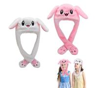 2 Pcs Cappello Orecchie Mobili,Simpatico Cappello Di Coniglio,Coniglio Cappello Con Orecchie,Feste In Maschera,Cappellino Orecchie Coniglio Feste Di Natale, Carnevali, Giochi Di Ruolo（Rosa, Bianco）